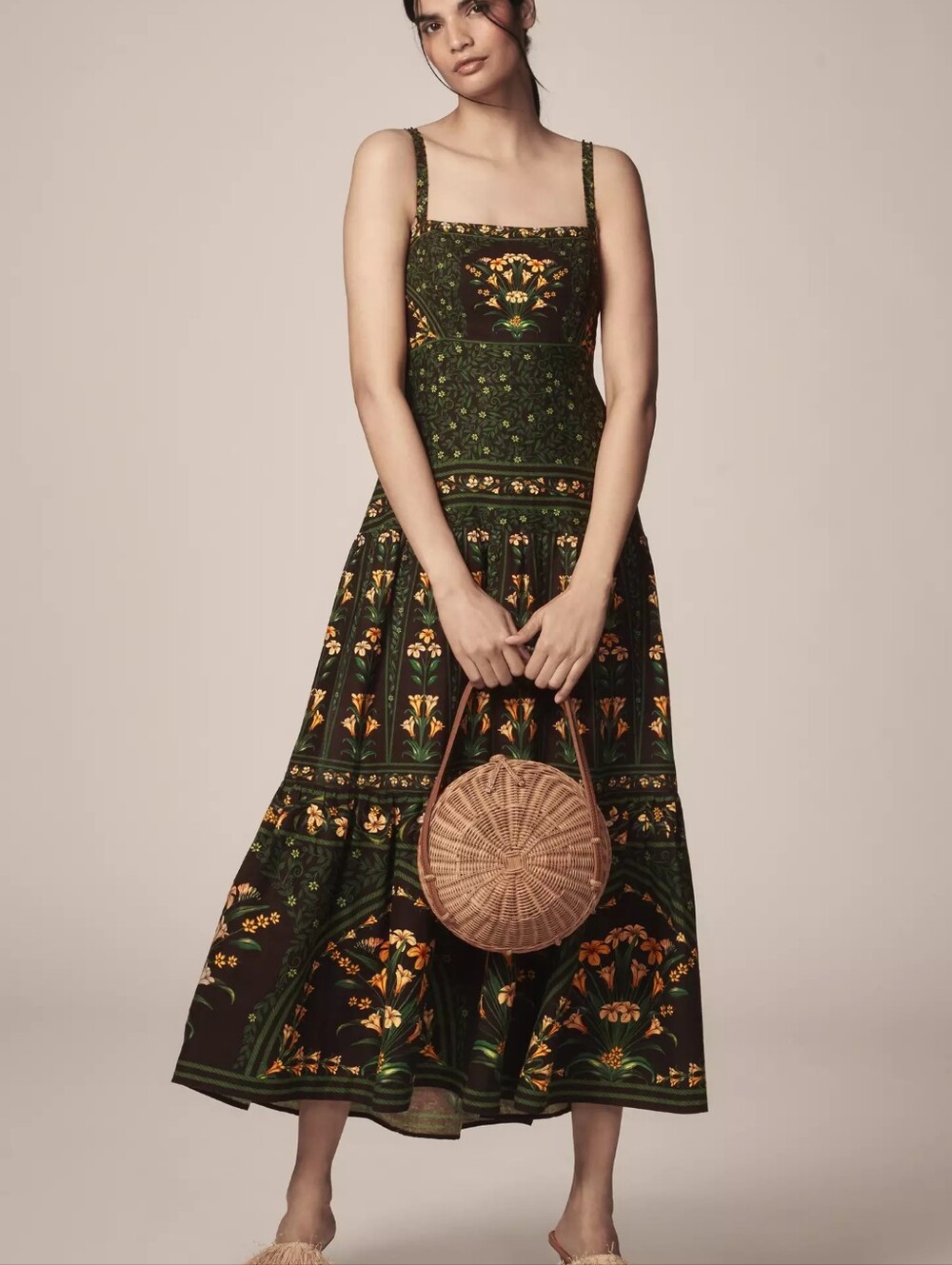 Farm Rio Flowers Arch Black Floral Linen Maxi Dress, Size XSmall, NWT
